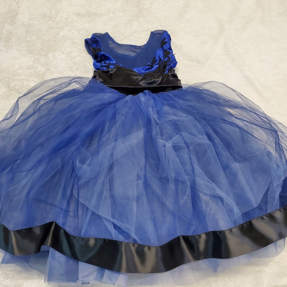 Weissman Navy Blue Black Tulle Ballet Dance Leotard Costume Girl MC 10 12 - Picture 9 of 11